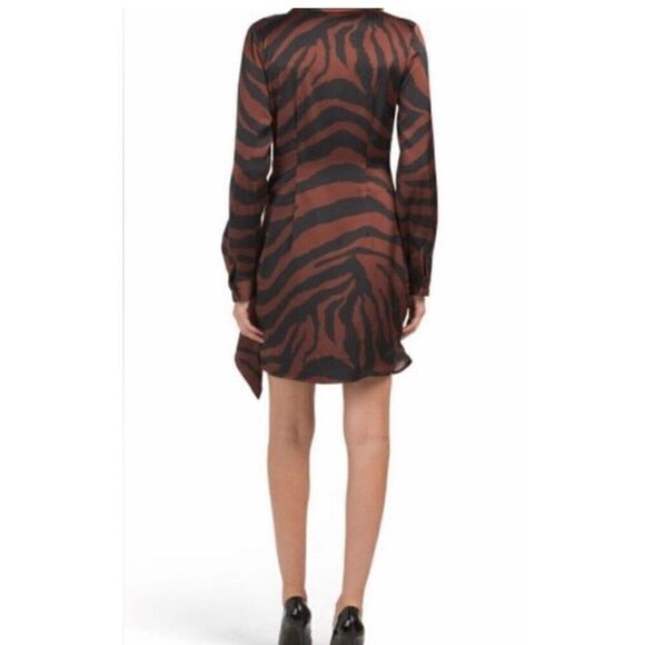 House of Harlow 1960 Mini Dress Collared   Animal Print Side Tie Faux Wrap Sz XS - Picture 2 of 7